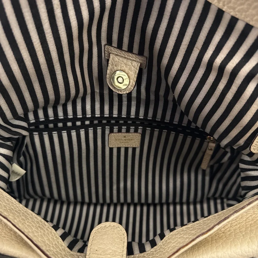 Kate Spade‎ Cobble Hill Small Adrien Leather Satchel Beige Navy Blue Crossbody